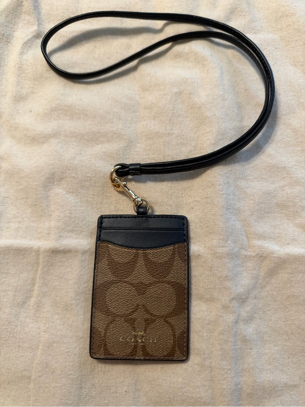 Coach Brown & Navy Blue Lanyard ID Card Holder